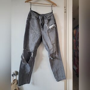 Distressed Straight Leg Jeans